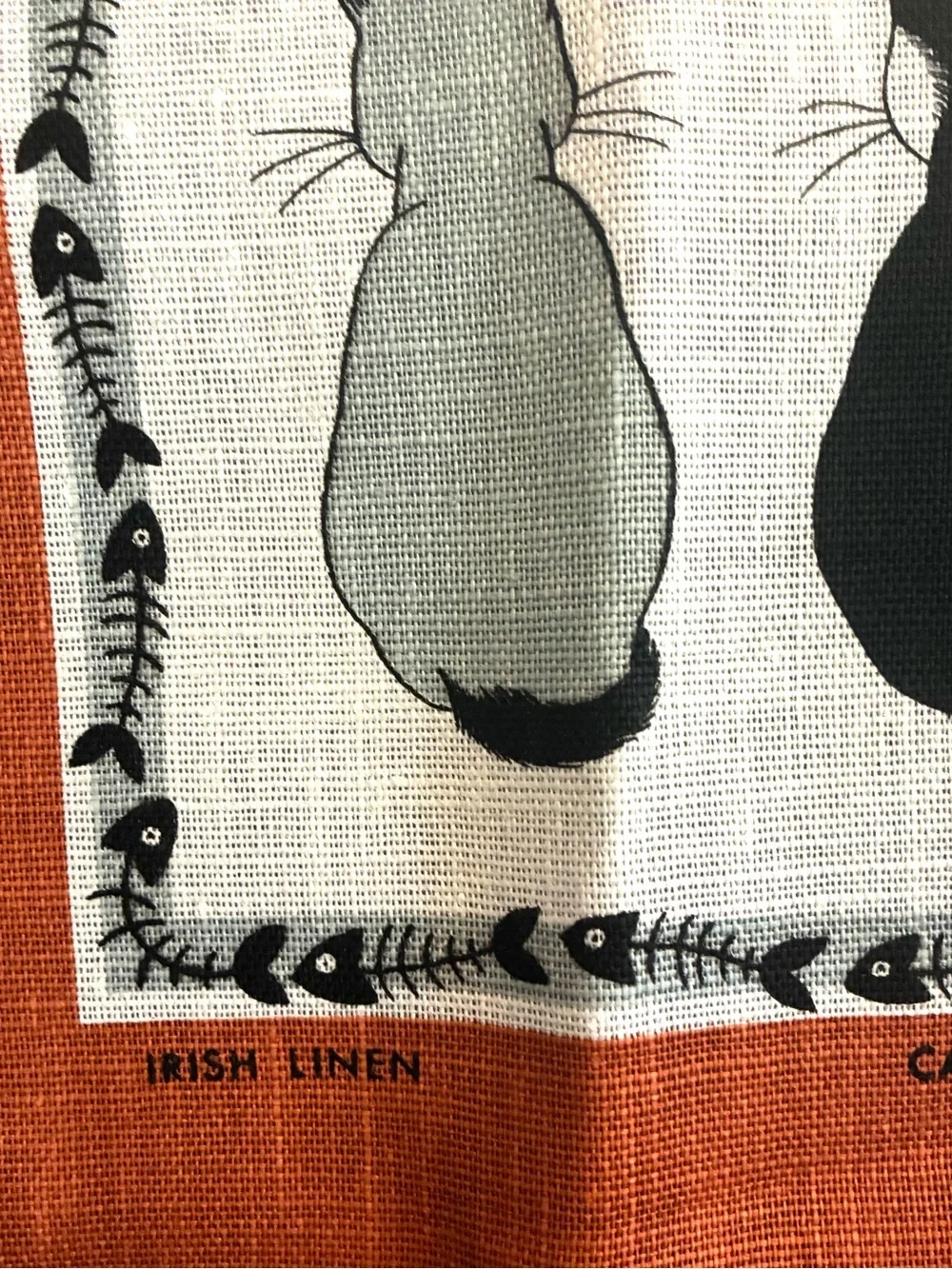 Vintage Ulster Weavers Irish Linen Cats in Waiting Tea Towel Made in Ireland